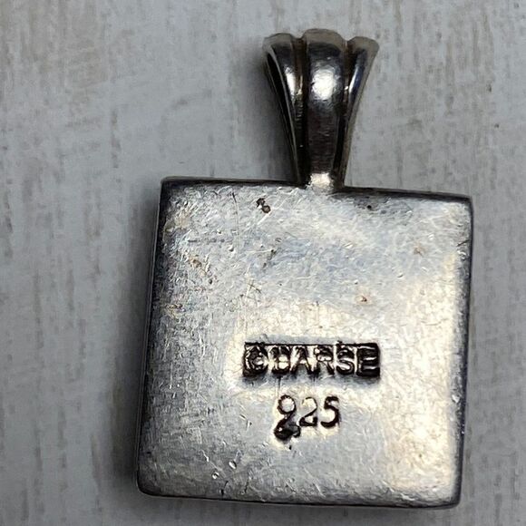 Silver Signed Barse Square Filigree Pendant - Picture 3 of 9